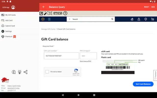 Gift Card Balance (balance che android App screenshot 12