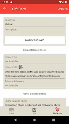 Gift Card Balance (balance che android App screenshot 17