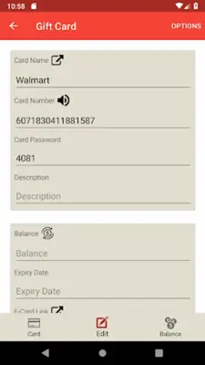 Gift Card Balance (balance che android App screenshot 18