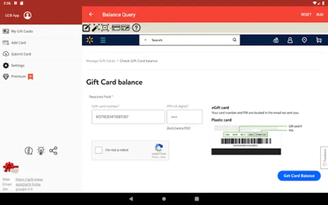 Gift Card Balance (balance che android App screenshot 4