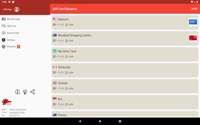 Gift Card Balance (balance che android App screenshot 6